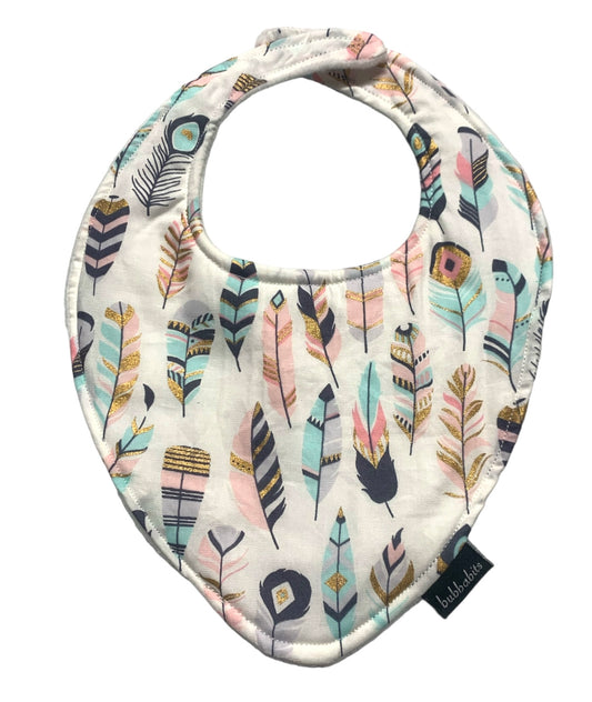 Dribble Bib - Pastel feathers