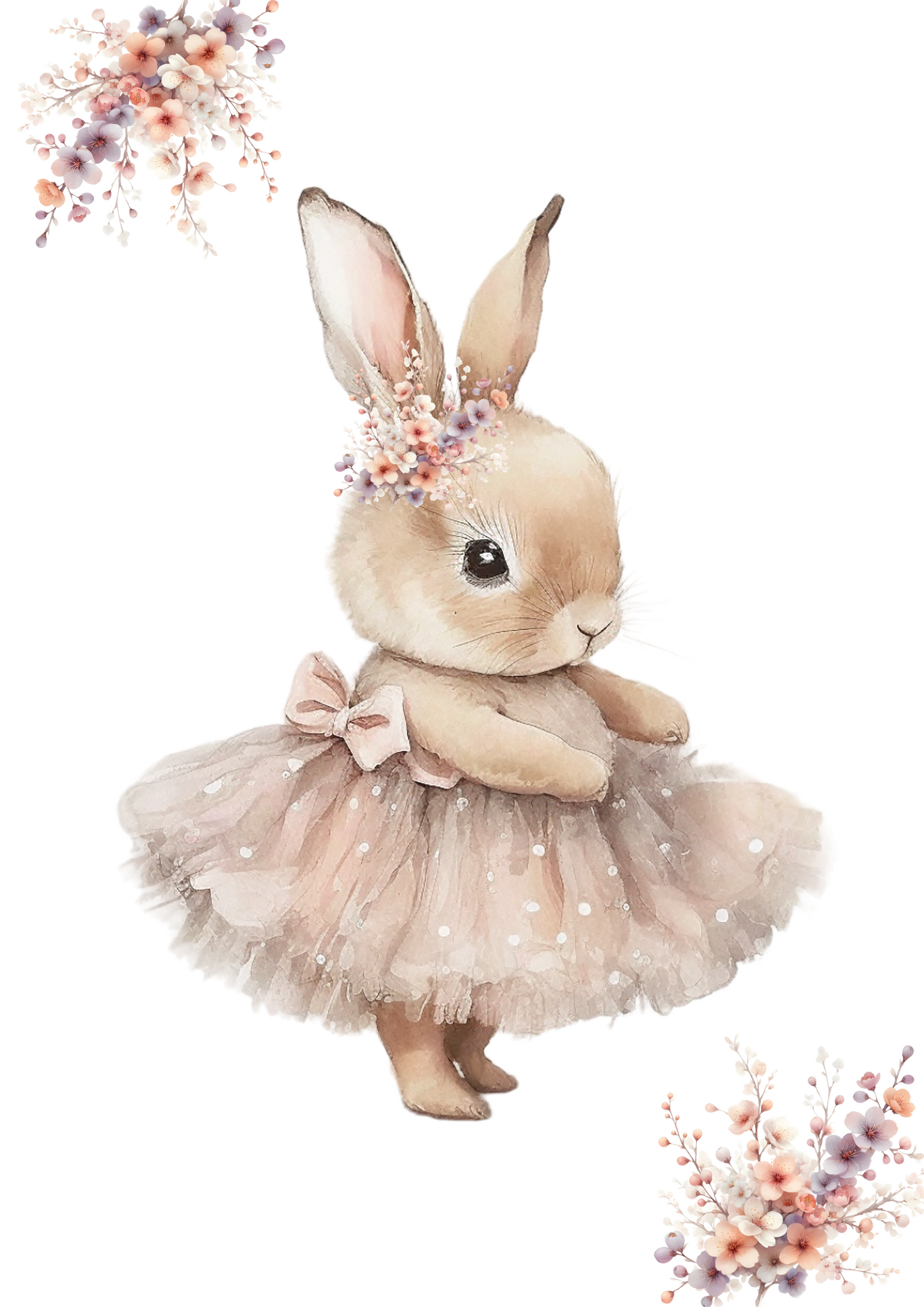 Ballerina Bunny initial digital art print