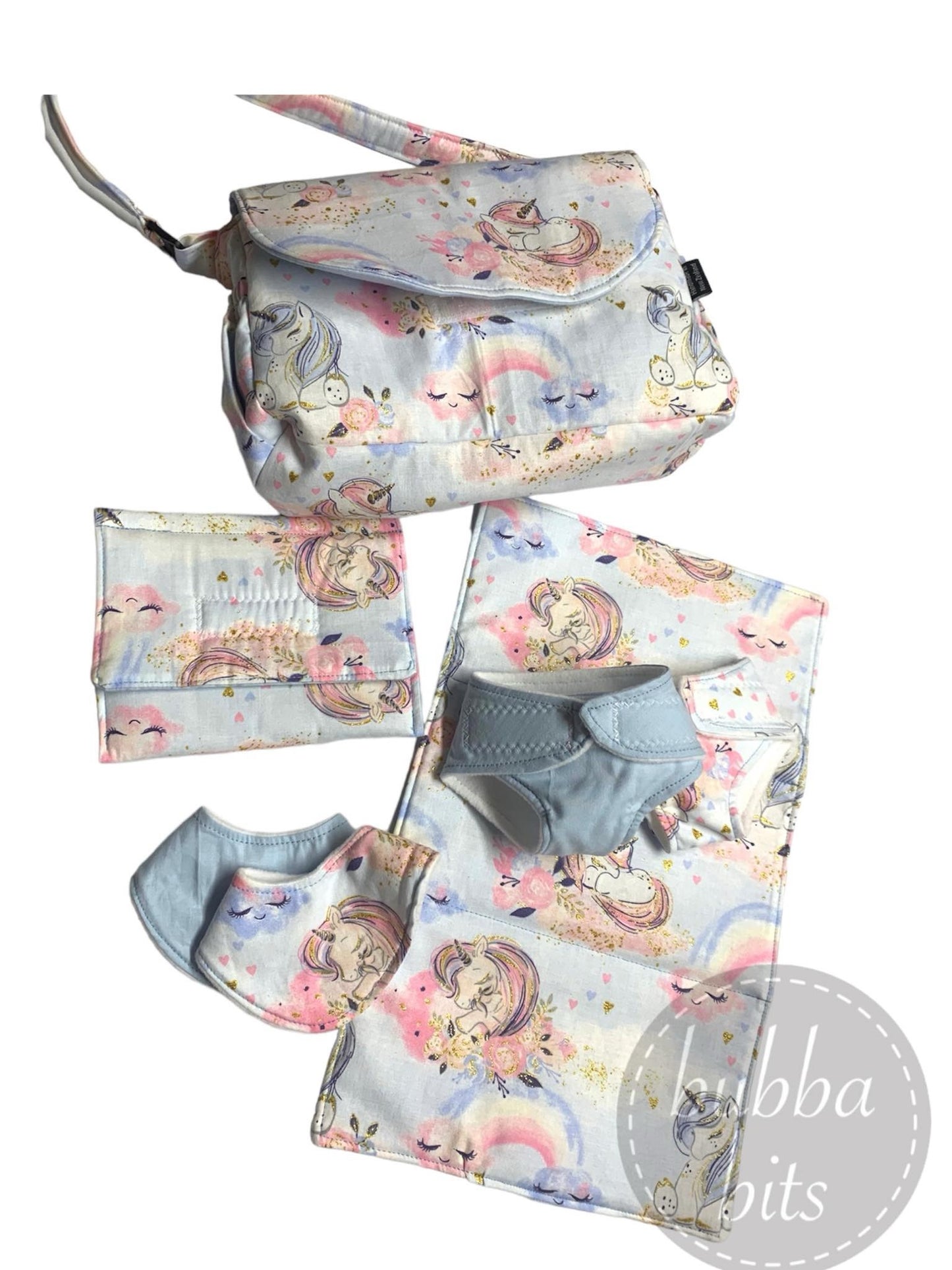 Doll Nappy Bag sets - Bashful Unicorn