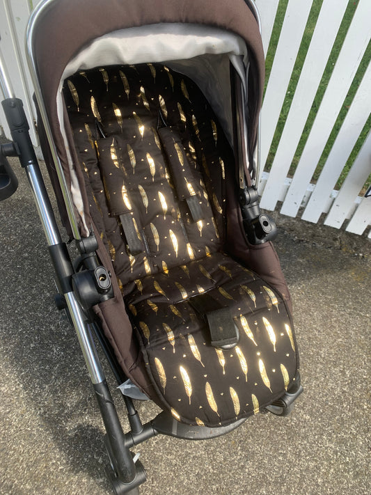 Universal Fit Pram Liners - Gold Feathers