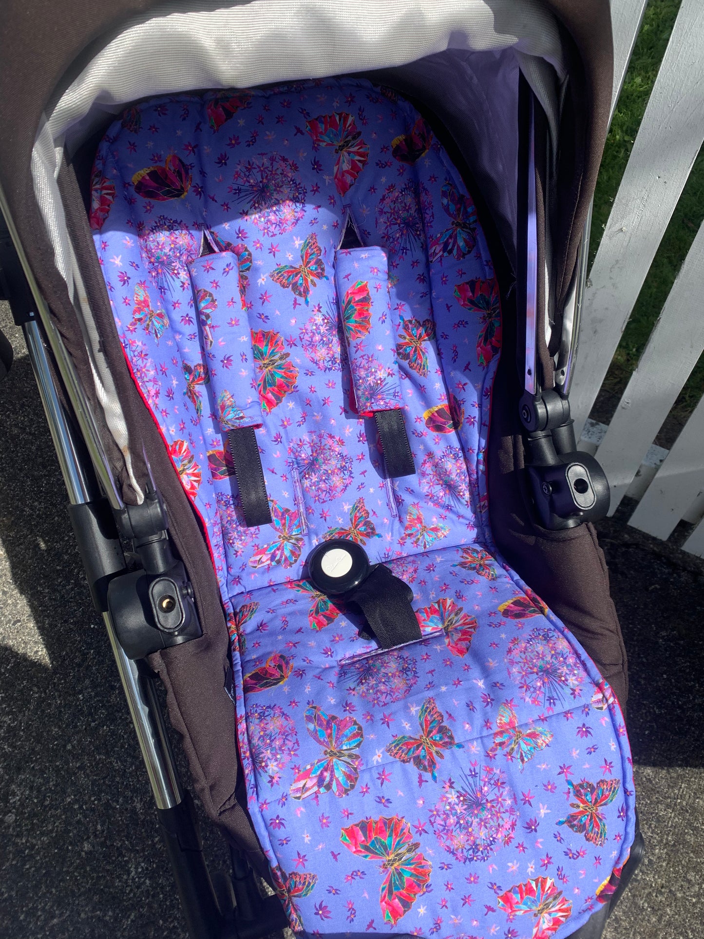 Universal Fit Pram Liners - Purple Abstract Butterfly