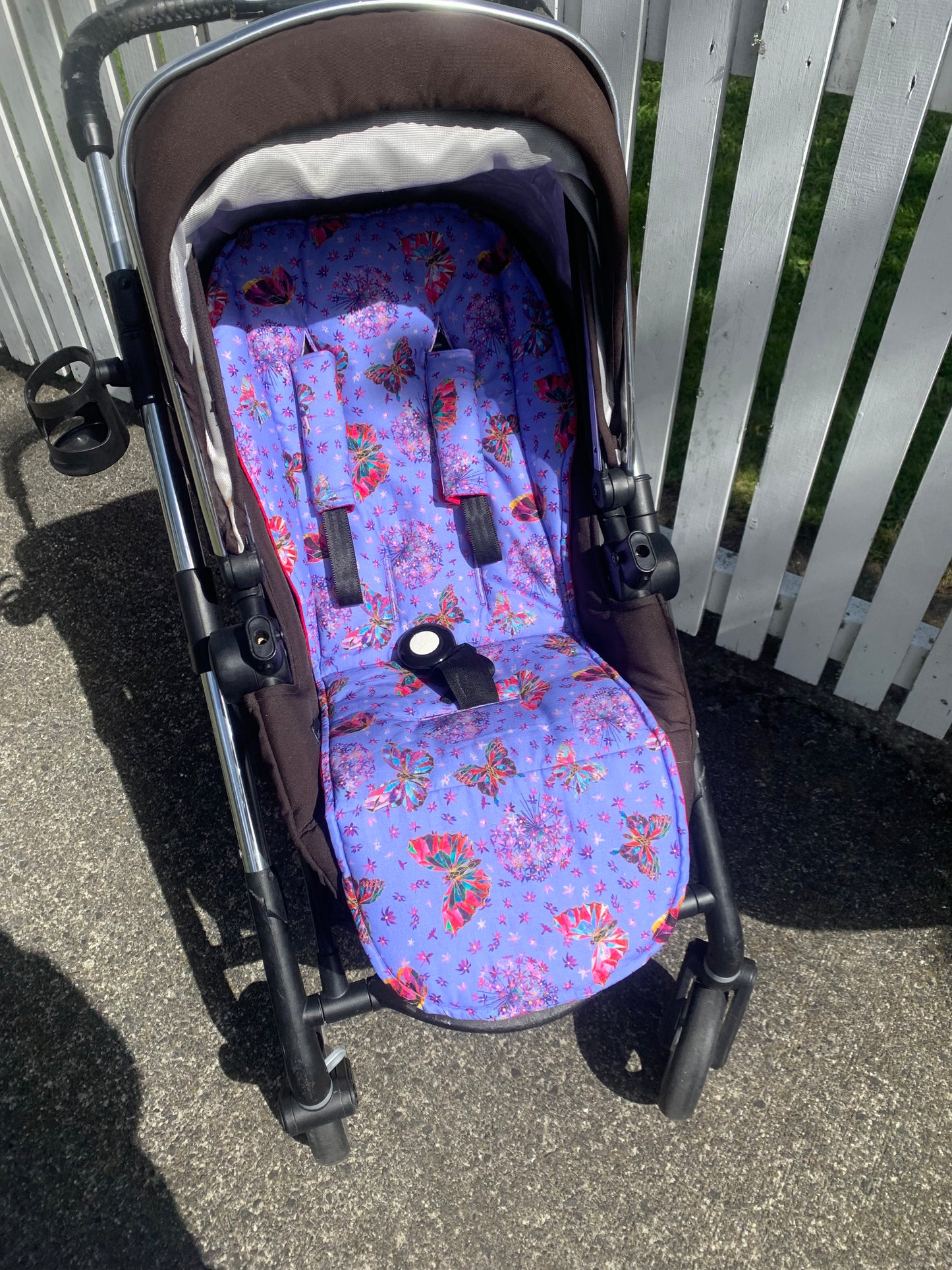 Universal Fit Pram Liners - Purple Abstract Butterfly