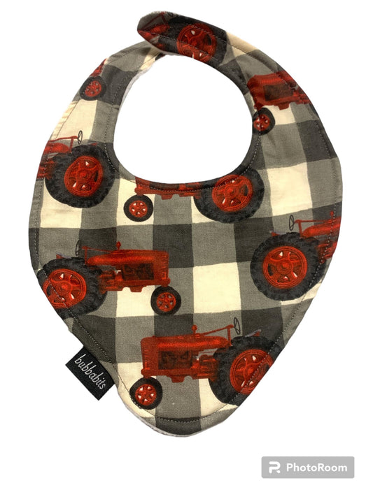 Dribble Bib - Gingham Tractors